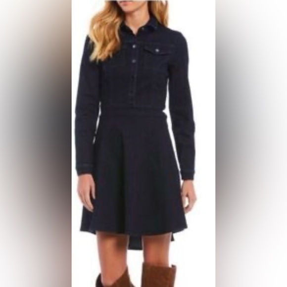 A Loves A Dresses & Skirts - Classic A Loves A Dark Blue Denim Fit & Flare Shirt Dress NWT Women’s Size